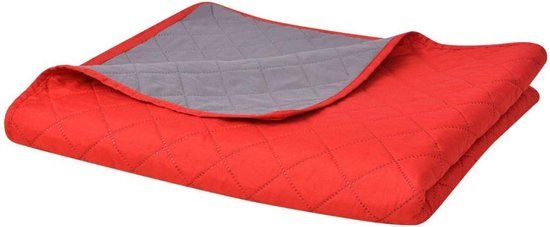 vidaXL Dubbelzijdige quilt bedsprei rood en grijs 220x240 cm