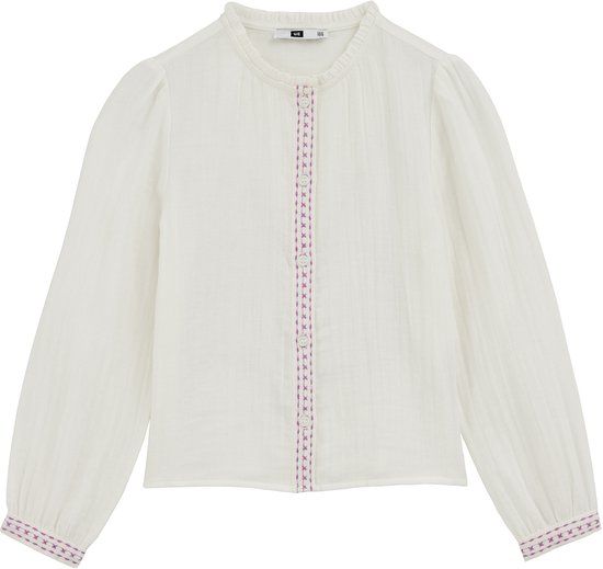 WE Fashion Meisjes blouse met embroideries - Wit - Katoen - Maat 170/176