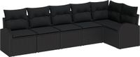 vidaXL Tuinbank Set met Kussen Zwart Polyrattan