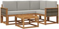 vidaXL - Hoek loungeset - 4 zitplekken - Polyester - Naturel en lichtgrijs