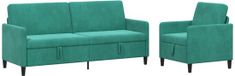 vidaXL - Canapé - Ensemble - Avec - Rangement - 2 - pcs - Turquoise - Polyester