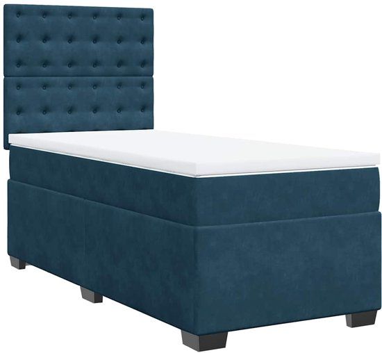 vidaXL Boxspring met matras fluweel blauw 100x200 cm
