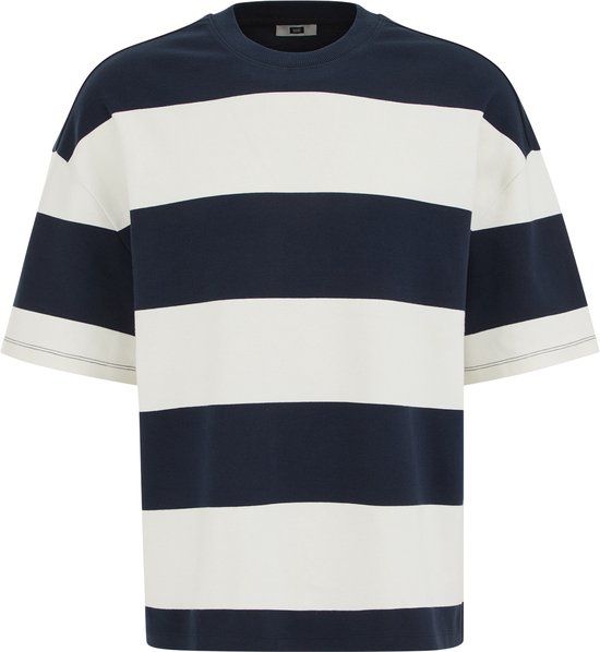 WE Fashion Heren boxy fit T-shirt met blokstreep