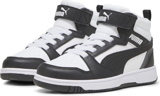 PUMA Rebound V6 Mid AC+ PS Kinderen Sneakers - Wit/Zwart - Maat 32