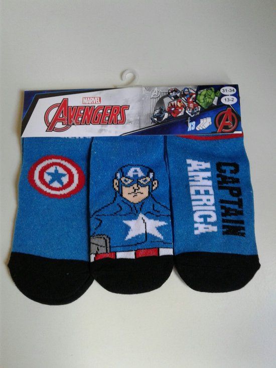 3 paar Captain America sneakersokken - Marvel Avengers - maat 31-34