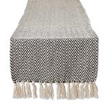 DII Geweven Basic Tafelblad Collectie, Chevron Tafelloper, 15x72, Zwart