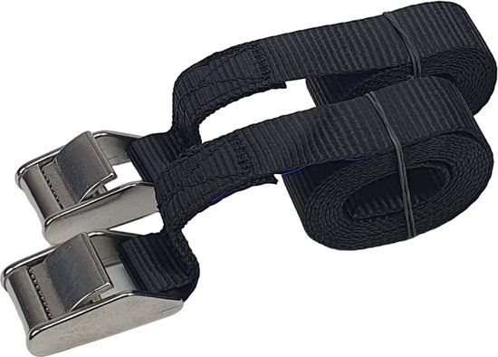 BCF-Products Sjorbanden - 3 meter - 2 stuks - RVS klemgesp - 300 kg - Zwart
