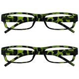 Leesbril The Reading Glasses Leesbril, groen, schildpad, licht, comfortabel, bladwijzers, 2 stuks, voor mannen en vrouwen, RR32-6 + 2.50