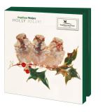 Bekking & Blitz - Kerstkaartenmapje - Winterkaarten - Kunstkaarten - Inclusief enveloppen - Inclusief sluitzegels - Uniek design - Dieren - Vogels - Mussen - Holly Jolly - Angelique Weijers, Vogelbescherming Nederland