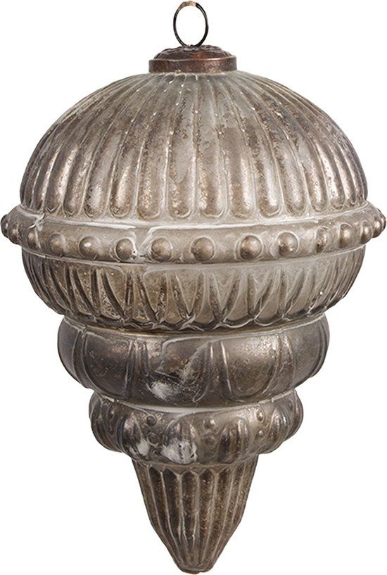 Clayre & Eef Kerstbal Ø 15 cm Zilverkleurig Bruin Glas