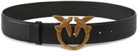 PINKO Leren Riem Love Berry H4 Belt W80 Black - Antique Gold Zwart