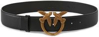PINKO Leren Riem Love Berry H4 Belt W80 Black - Antique Gold Zwart