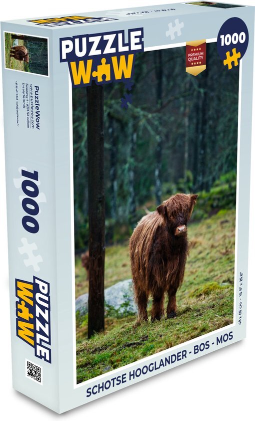 MuchoWow Puzzel Schotse Hooglander - Bos - Mos - Legpuzzel - Puzzel 1000 stukjes volwassenen