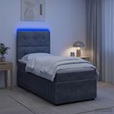 vidaXL LED Boxspringbed met Matras Donkergrijs 90 x 200 cm Fluweel
