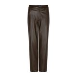 Red Button imitatieleren regular fit pantalon - donkerbruin