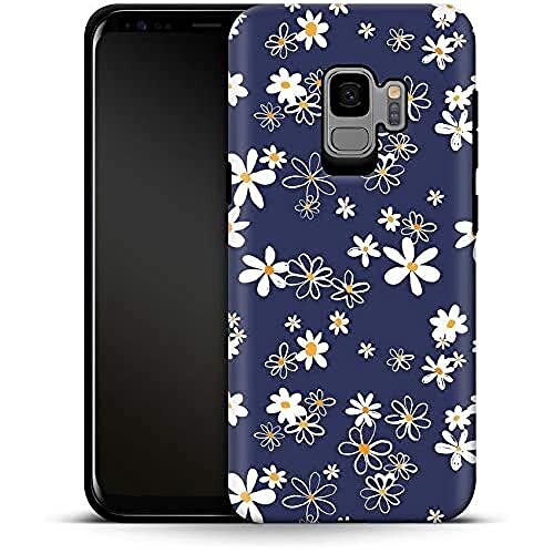 caseable caseable Samsung Galaxy S9 telefoonhoes - Premium beschermhoes met schokabsorberende binnenlaag & krasbestendig oppervlak - kleurrijk design & rondom print - Navy Daisies - bloemen bloemen bloemen