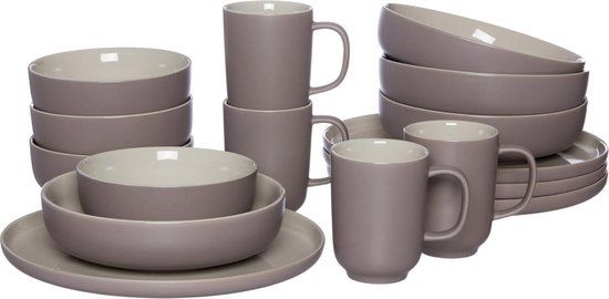 RITZENHOFF & BREKER Combiservies Jasper - 16-delig - Taupe - Keramiek