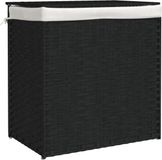 vidaXL Wasmand met 2 vakken 53x35x57 cm poly rattan zwart