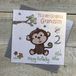 witte WHITE COTTON CARDS Cheeky Monkey GL224-2 verjaardagskaart "To A very Gorgeous Grandson 2 Happy Birthday", handgemaakt, wit