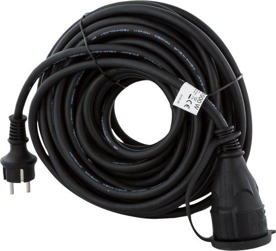 Exin Extension Cord Outdoor - Neoprene - IP44 - 20m - Black
