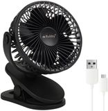Ruhhy draadloze ventilator zwart met USB oplaadbare batterij en drie standen