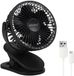 Ruhhy draadloze ventilator zwart met USB oplaadbare batterij en drie standen