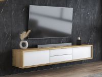FRUNDA meuble TV-HiFi 2 portes battantes 2 tiroirs chêne artisan/blanc