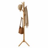 Merkloos Relaxdays Staande Kapstok - 175 cm - 8 Haken - Hout - Lichtbruin