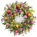 Krans van 60 cm voor voordeur, krans met tulpenkrans, vlinder, lavendel en eucalyptus, levendige kunstbloemenkrans voor muur, raam, boerderij, feest, vakantiehuis decor