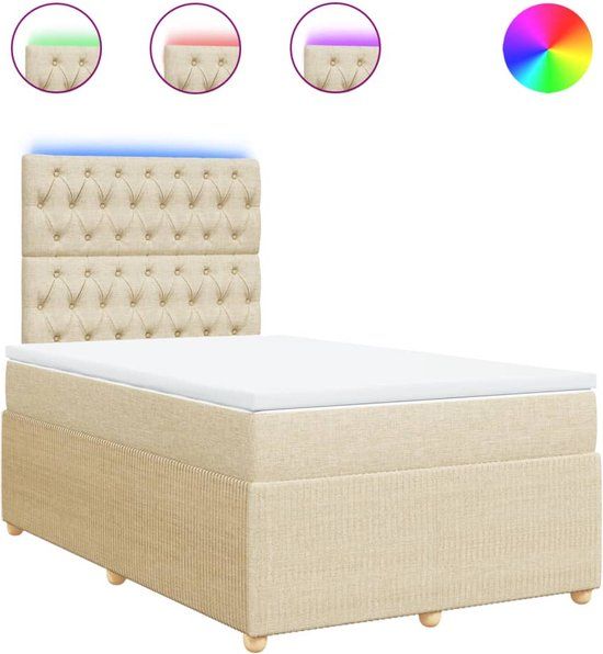 vidaXL Boxspring met matras stof crèmekleurig 120x200 cm