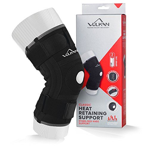 Vulkan Klassieke gestabiliseerde kniesteun - Medium - Kniehoes voor Patella-ondersteuning - scharnierende kniebrace voor meniscustranen en ACL-letsels - open kniebrace voor atleten - uitwerken en trainen