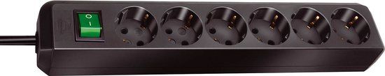 Brennenstuhl Eco-Line Stekkerdoos - 6-voudig - 3 meter - Zwart