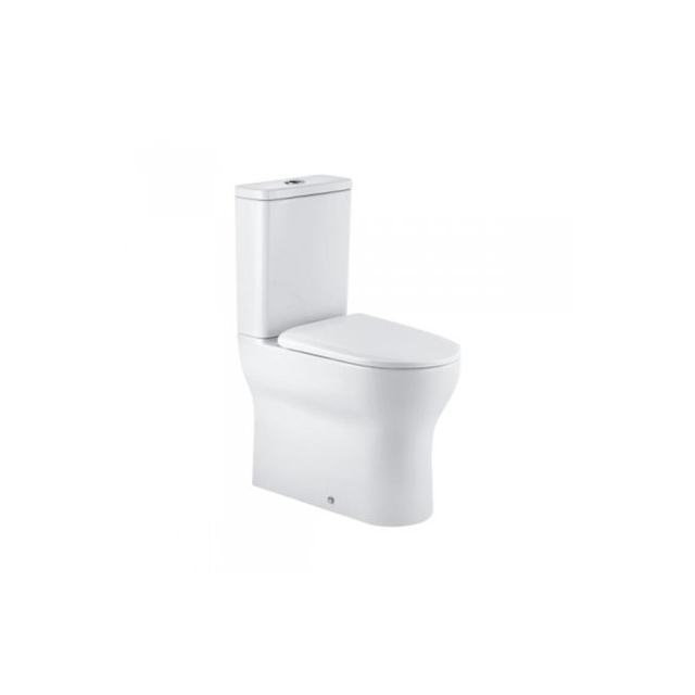 QeramiQ QeramiQ Winner toiletset - 36.6x64.6x87.7cm - staand - verhoogd +6cm - spoelrandloos - met duoblok reservoir - softclose zitting - keramiek - glans wit 144921004cx