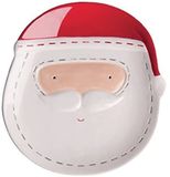 Excelsa Kerstbord in landelijke stijl, keramiek, wit/rood
