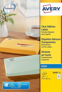 Avery J8560-25 - Adresetiketten - Transparant