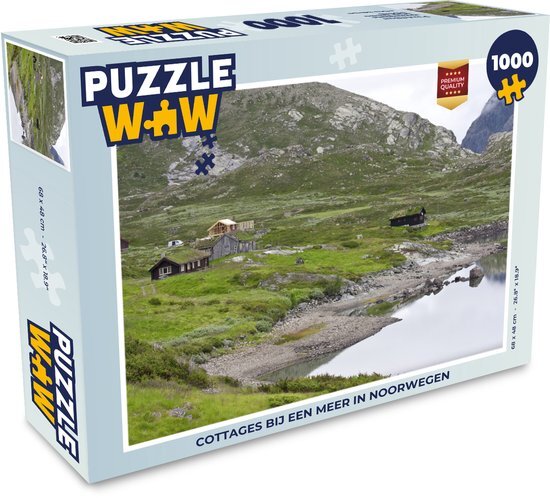 MuchoWow Puzzel Cottages bij een meer in Noorwegen - Legpuzzel - Puzzel 1000 stukjes volwassenen