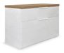 Composad Schoenenkast met 1 lade en 1 klep, bankkast, container, voor entree, 82,3 x 53 x 35,2 cm, kleur wit gelakt en honingeiken, gemaakt in Italië