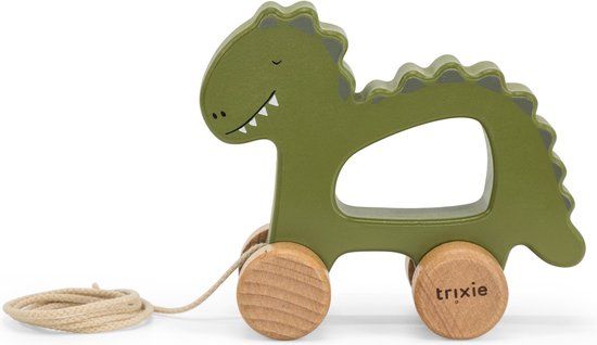 Trixie Houten Trekspeeltje Mr. Dino - Babyspeelgoed - Hout - Groen