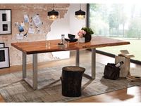 FREEFORM Table à manger extensible 180x100 Acacia laqué Noisette