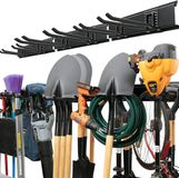 Merkloos Wandgemonteerde Robuuste Tuingereedschap Organizer 121 cm - Opbergrek met 7 Verstelbare Haken