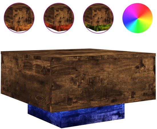 vidaXL Salontafel 55x55x31 cm bewerkt hout gerookt eikenkleurig