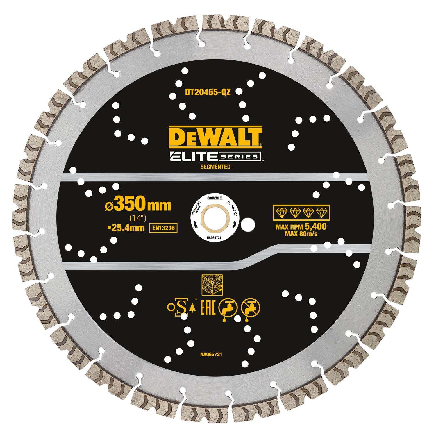 DeWALT DT20465 Diamantzaagblad Gesegmenteerd 350mm Elite Series Asgat 25,4mm