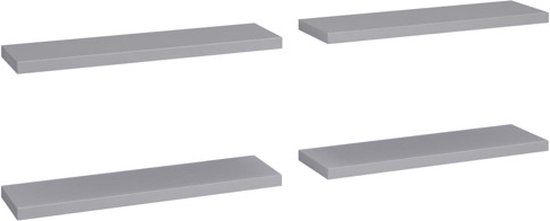 vidaXL Wandschappen zwevend 4 st 90x23,5x3,8 cm MDF grijs
