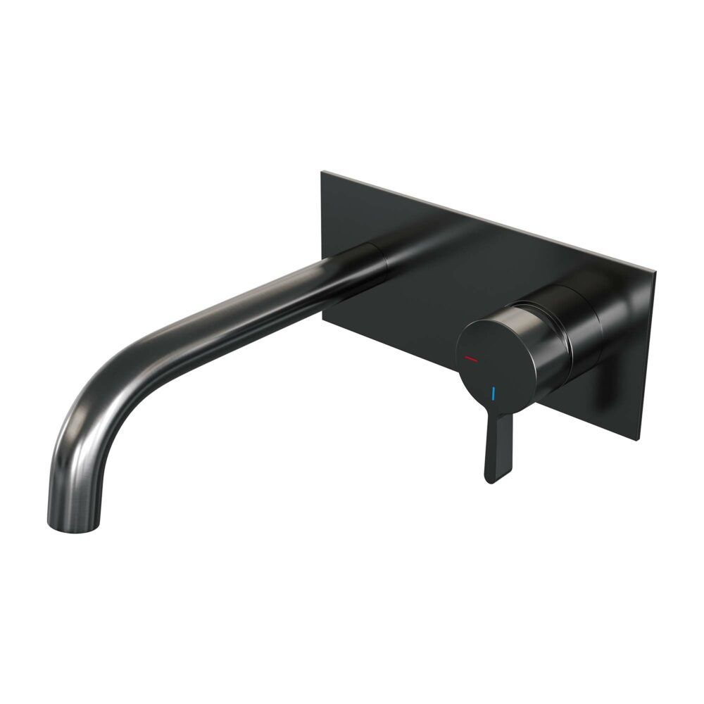 Brauer Gunmetal Edition Inbouw Wastafelmengkraan - Gebogen Uitloop - Zwart