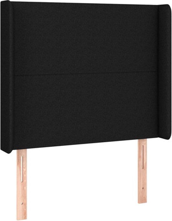 vidaXL Hoofdbord met randen 93x16x118/128 cm stof zwart