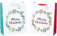 HEKU 24 XL kerstcadeautasjes 33 x 26 x 13 cm, Merry Christmas krans met hotfoil-afwerking, twee kleuren, inclusief vouwkaartjes, hoogwaardig papier, ideaal voor grote kerstcadeaus