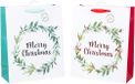 HEKU 24 XL kerstcadeautasjes 33 x 26 x 13 cm, Merry Christmas krans met hotfoil-afwerking, twee kleuren, inclusief vouwkaartjes, hoogwaardig papier, ideaal voor grote kerstcadeaus