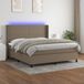 Maison Exclusive - Sommier à lattes de lit matelas et LED taupe 160x200 cm tissu