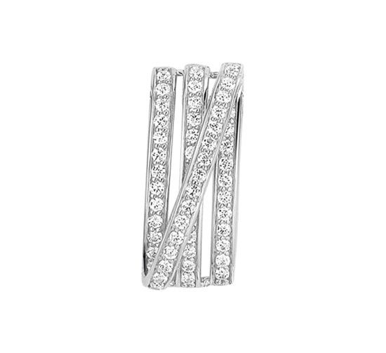 The Jewelry Collection Hanger Zirkonia - Zilver Gerhodineerd