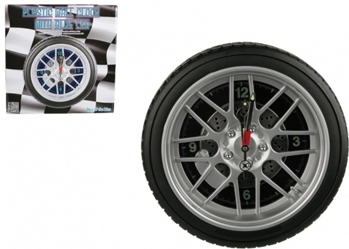 Autoband wandklok met licht 35 cm